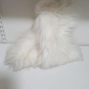 White fur shoes